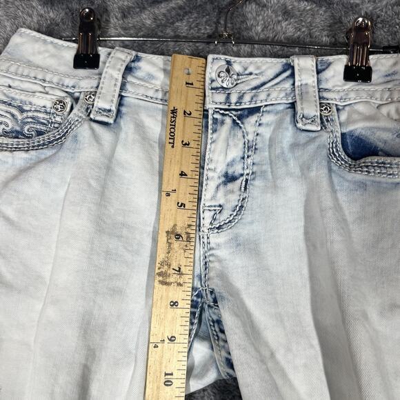 Rock Revival Jeans Womens 29 Light Wash Blue Celte Skinny Distressed Embroidered - Picture 3 of 10